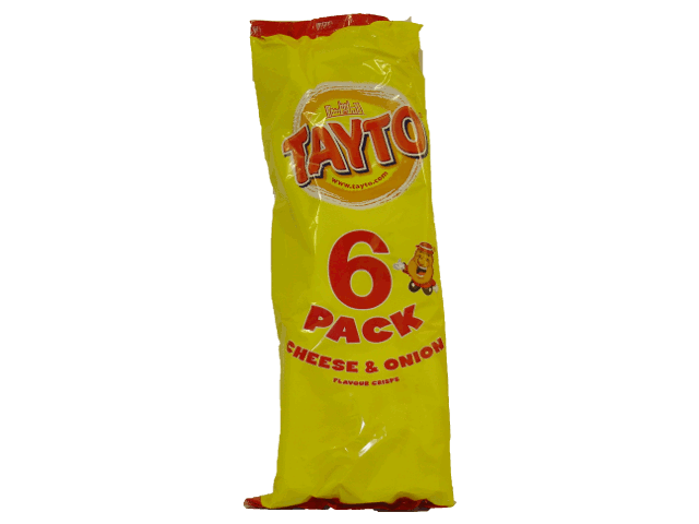 Tayto Cheese & Onion Crisps 6 pack - Click Image to Close
